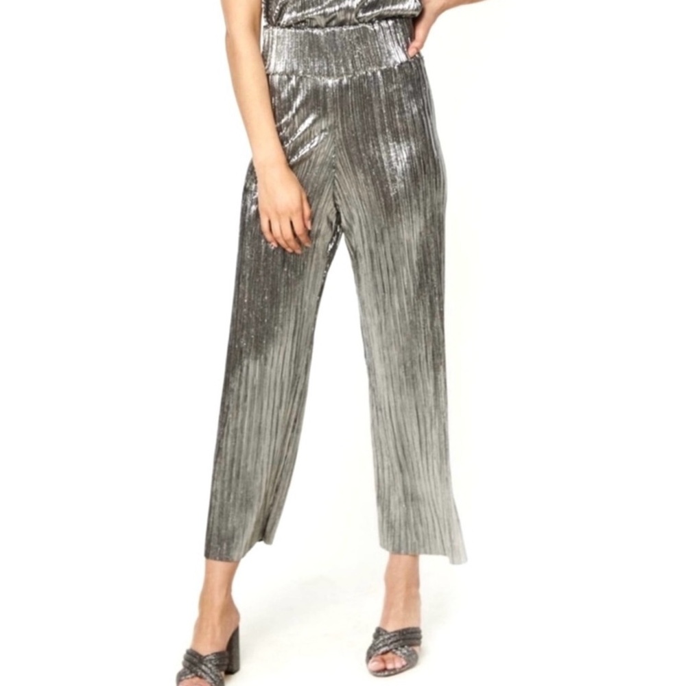NEW FLYNN SKYE SILVER CROPPED WIDE LEG PANTS